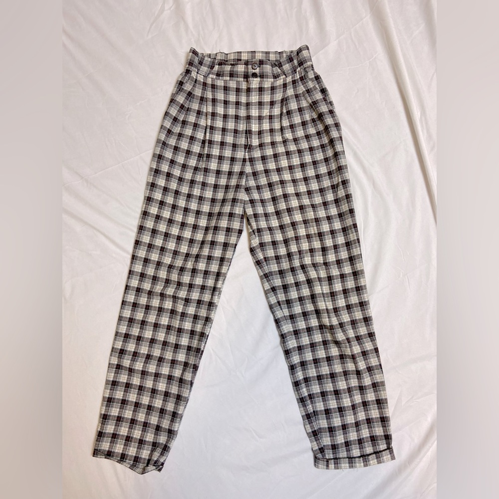 Vintage Fundamental Things Plaid Pants, High waisted and tapered ankle